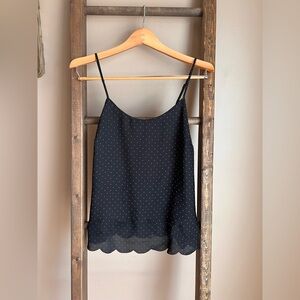 Elle Black Polka Dot Scalloped-Edge Cami